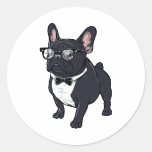 Pegatina Redonda Franquicia en Tuxedo con lentes