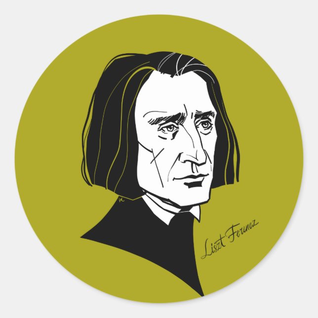Pegatina Redonda Franz Liszt (Anverso)