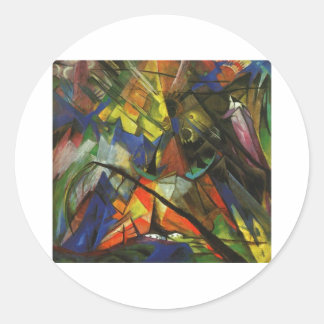 Pegatina Redonda Franz Marc - Tyrol Tirol 1914 Ópera ligera de lien