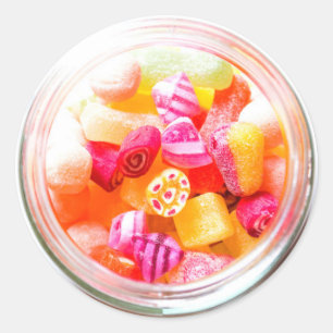 Pegatina Redonda Frasco de caramelo de cinta de cerdo lindo dulces 