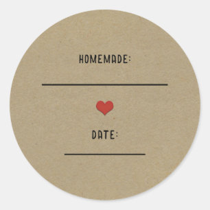 Pegatina Redonda Frasco de conservas caseras Kraft marrón rústico c