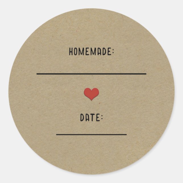 Pegatina Redonda Frasco de conservas caseras Kraft marrón rústico c (Anverso)