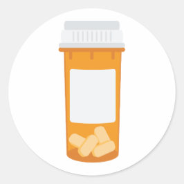 Pegatina Redonda Frasco de pastillas