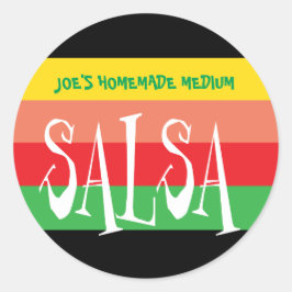 Pegatina Redonda Frasco de salsa con divertidas franjas coloridas