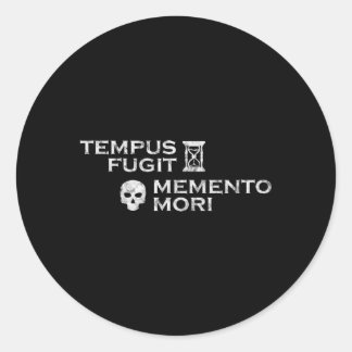 Pegatina Redonda Frase latina Tempus Fugit Meto Mori