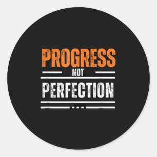 Pegatina Redonda Frase Motivacional Vintage Progreso No Perfección