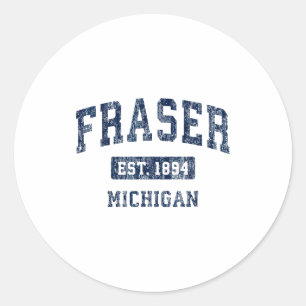 Pegatina Redonda Fraser Michigan Mi Deportes Antiguos Establecido D
