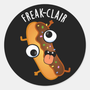 Pegatina Redonda Freak-clair Funny Eclair Pun Dark BG