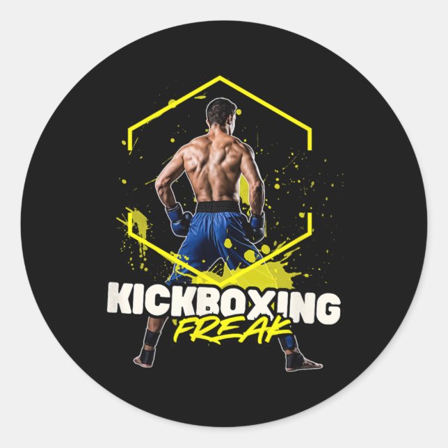 Pegatina Redonda Freak de Kickboxing  (Anverso)