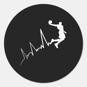 Pegatina Redonda Frecuencia Ekg Del Jugador Bysketbyll Heartbeat Du