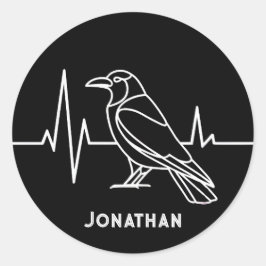 Pegatina Redonda Frecuencia moderna de cuerdas y latidos cardíacos,