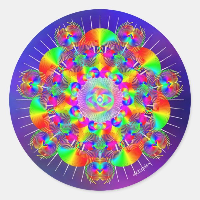 Pegatina Redonda Frecuencias del arco iris (Anverso)