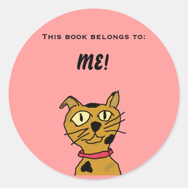 Pegatina Redonda Fred el plato del libro Cat (Anverso)