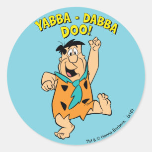 Pegatina Redonda Fred Flintstone Yabba-Dabba Doo!