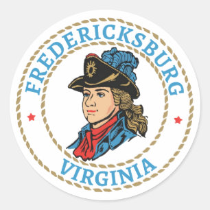 Pegatina Redonda Fredericksburg Virginia Colonial