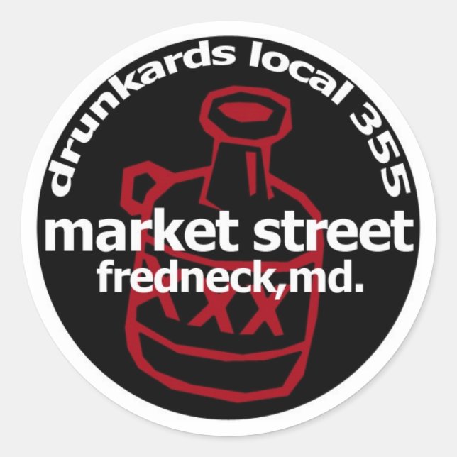 Pegatina Redonda Frednecks Drunkard Decal (hoja de 6) (Anverso)