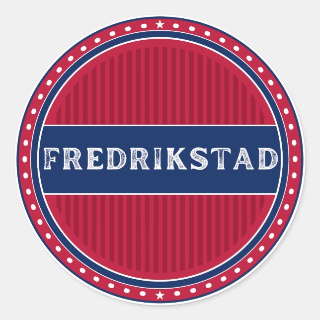 Pegatina Redonda Fredrikstad City Pride Emblem – Norwegian Identity (Anverso)