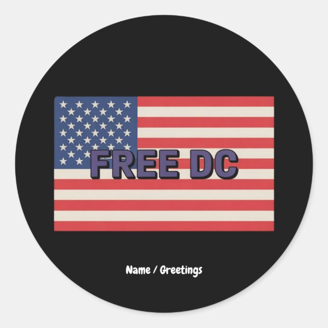 Pegatina Redonda Free DC Bold Graphic Show Support for Washington (Anverso)