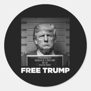 Pegatina Redonda Free Donald Trump Mugshot