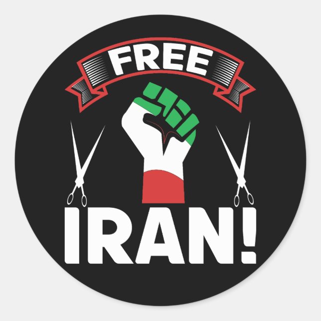 Pegatina Redonda Free Iran (Anverso)