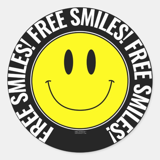 Pegatina Redonda Free Smiles Smilie Sticker (Anverso)