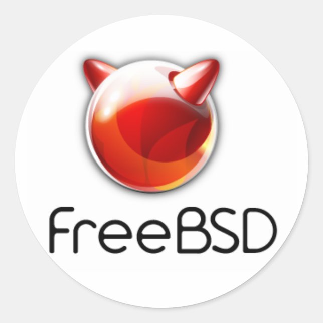 Pegatina Redonda FreeBsd logo (Anverso)