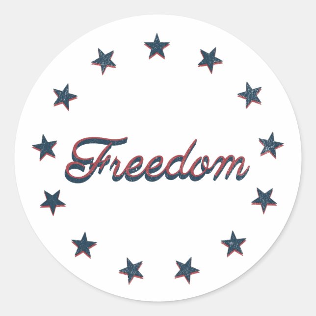 Pegatina Redonda Freedom Patriotic America 250 Stars Design (Anverso)