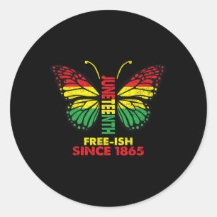 Pegatina Redonda Freeish From 1865 Butterfly Blm Black