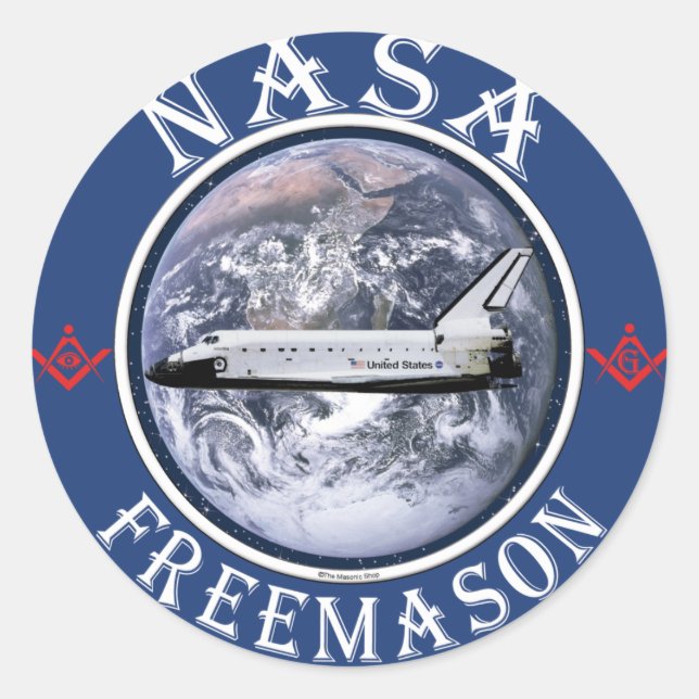 Pegatina Redonda Freemason de la NASA (Anverso)