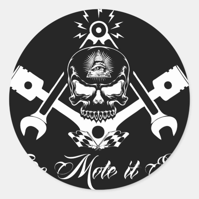Pegatina Redonda Freemason-Widows-Sons-Masonic-Hotrod-Logo-20160407 (Anverso)