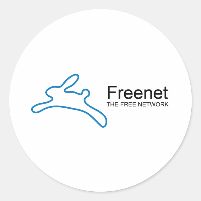 Pegatina Redonda Freenet Bunny Text (Anverso)