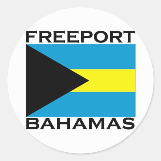 Pegatina Redonda Freeport, Bahamas (Anverso)