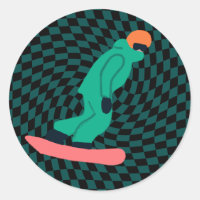 Freerid Snowboarder En Green Suit Checkpoint