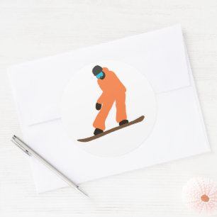 Pegatina Redonda Freerider Snowboarder En Ilustracion De Demanda Na
