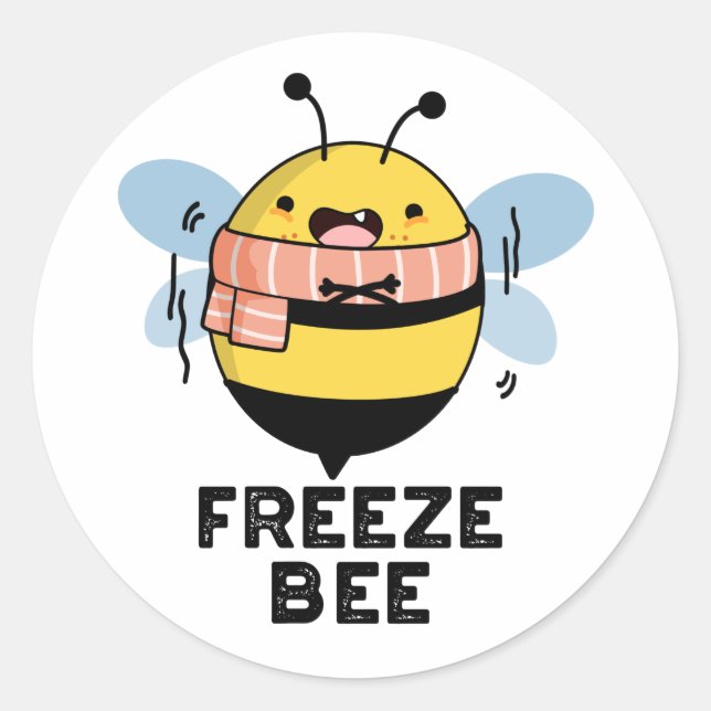 Pegatina Redonda Freeze Bee Funny Insect Bug Pun (Anverso)