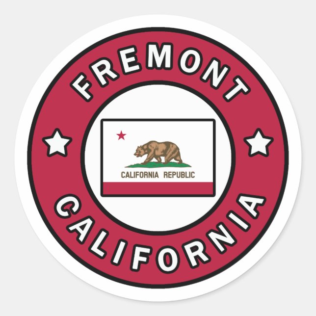 Pegatina Redonda Fremont California (Anverso)