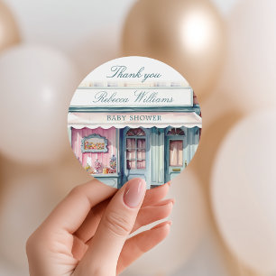 Pegatina Redonda French Boutique Bonjour Bebe Baby shower