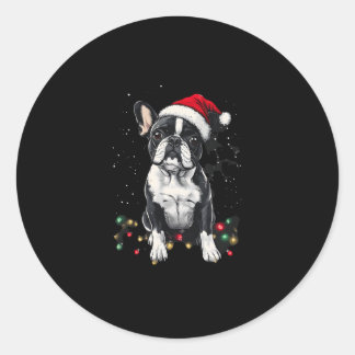 Pegatina Redonda French Bulldog Christmas Lights Xmas Dogs Gifts Me