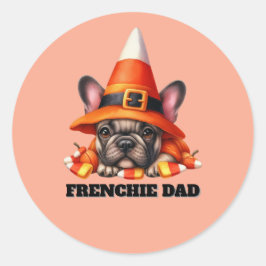 Pegatina Redonda French Bulldog Cute Halloween Candy Costume