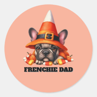 Pegatina Redonda French Bulldog Cute Halloween Candy Costume