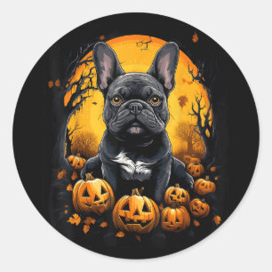 Pegatina Redonda French Bulldog Halloween