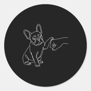 Pegatina Redonda French Bulldog Puño en Alto Frenchie