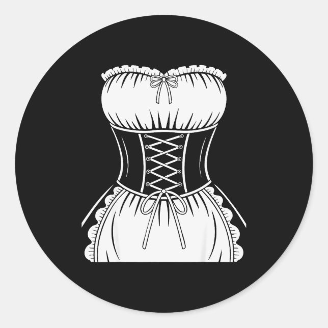 Pegatina Redonda French Maid Shirt Adult Men Women Anime Cosplay Co (Anverso)