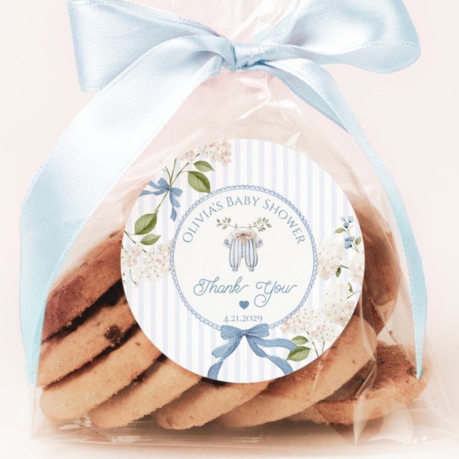 Pegatina Redonda French Nursery Clothesline Baby shower Thank you (Subido por el creador)