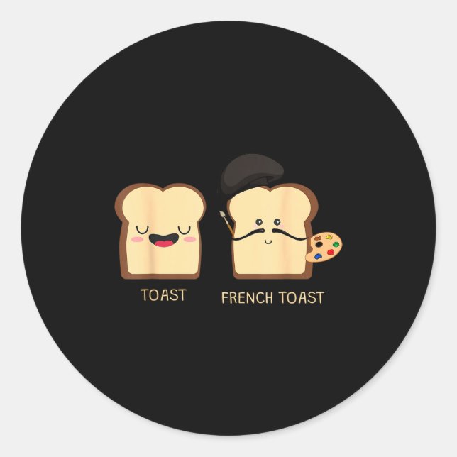 Pegatina Redonda French Toast Funny Pun Novelty  (Anverso)