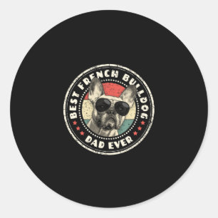 Pegatina Redonda Frenchie Dad Ever Retro Propietario de los amantes