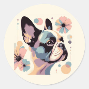 Pegatina Redonda Frenchie Floral Vibes