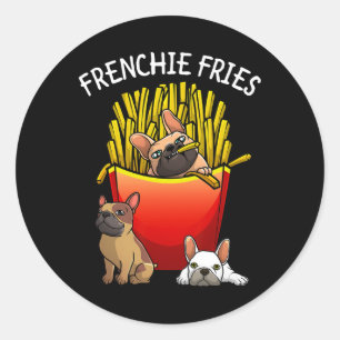 Pegatina Redonda Frenchie Fries Bulldog francés Lover Hombres Mujer