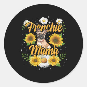 Pegatina Redonda Frenchie Mama Bulldog francés Perro Giro