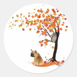Pegatina Redonda Frenchie My Spirit Animals Owl Frenchie Amantes